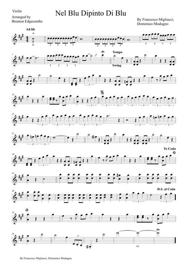 Volaremos Nel Blu Dipinto Di Blu (arr. Brenton Edgecombe)