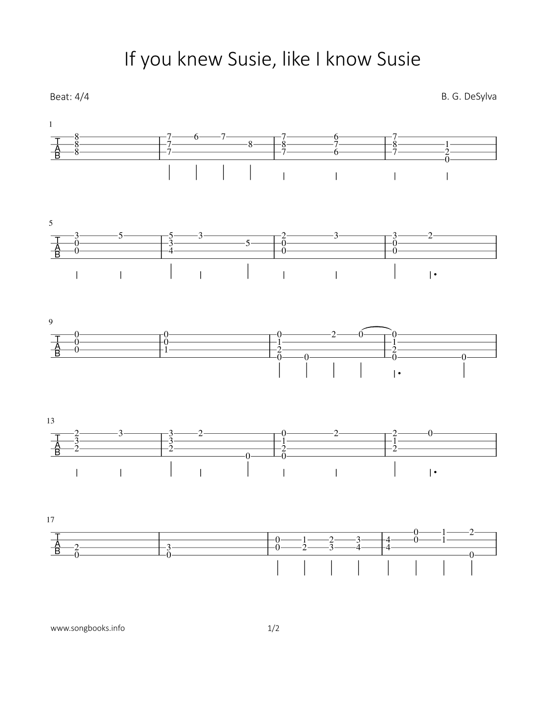 If you knew Susie, like I know Susie (arr. Bettina Schipp)