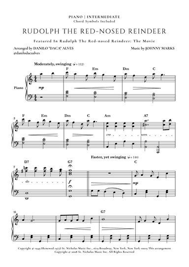 Rudolph The Red-nosed Reindeer (arr. Danilo "Daca" Alves)