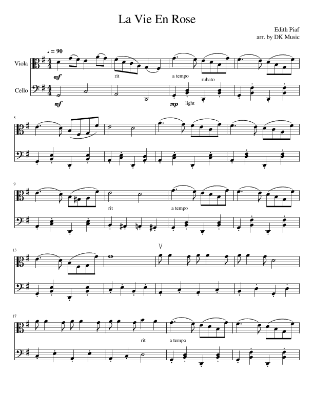 La Vie En Rose (arr. DK Music)