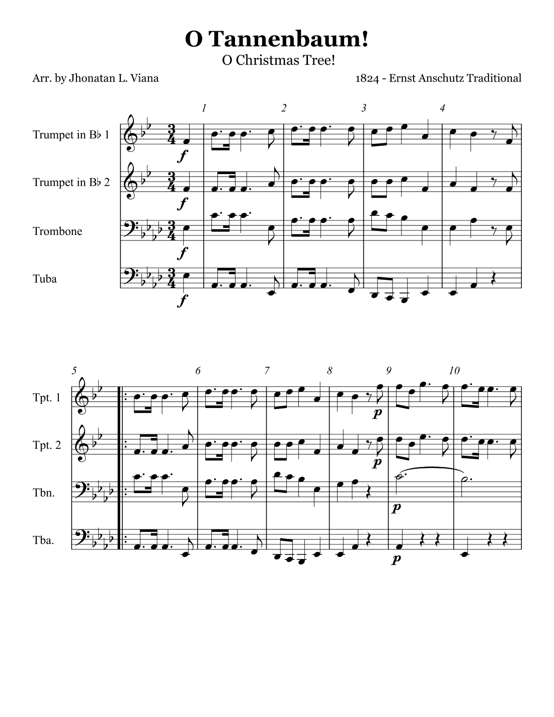 Oh! Tannenbaum! (Oh! Christmas Tree!) (arr. Jhonatan Lucio Viana)