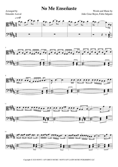 No Me Ensenaste (arr. Eskander Aceval)
