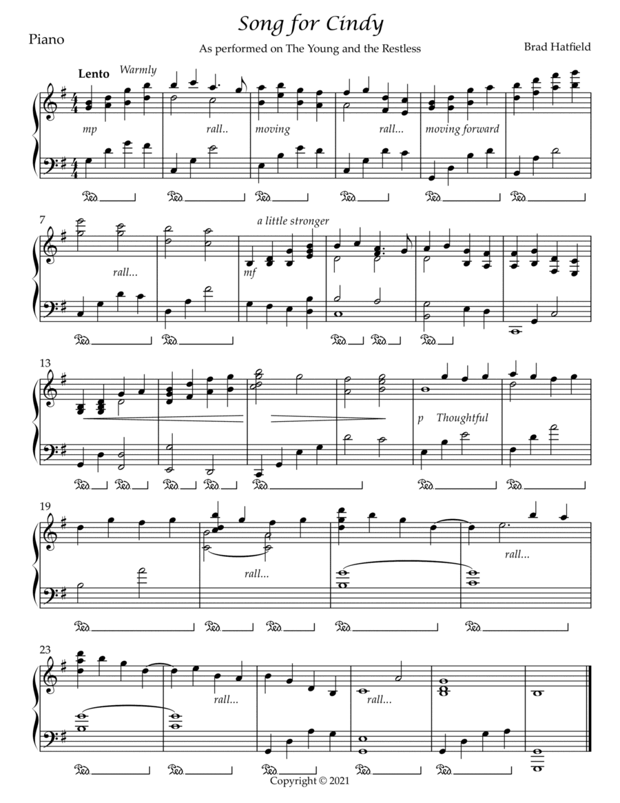 Song for Cindy (As heard on The Young and the Restless)