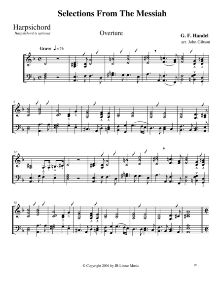 Handel's Messiah Selections for Clarinet and Bassoon Duet (arr. John Gibson)