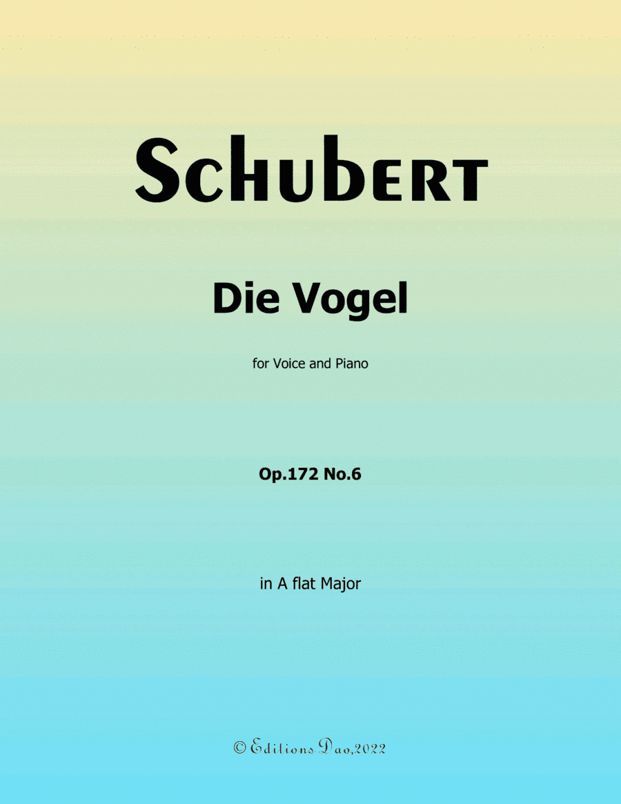 Die Vogel, by Schubert, in A flat Major (arr. Editions Dao)
