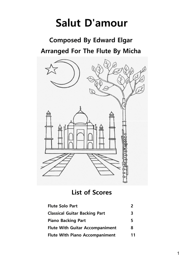 Salut damour by Edward Elgar For Flute with Piano or with Guitar (arr. Micha)