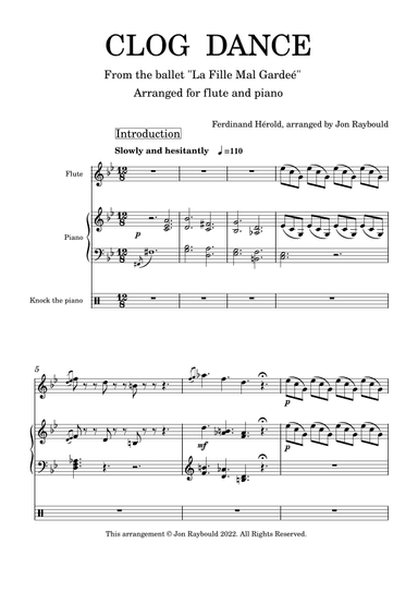 CLOG DANCE arranged for flute and piano (arr. Jon Raybould)