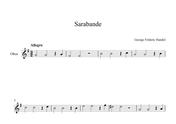 Sarabande - George Frideric Handel (Oboe) (arr. Digital Book Music)