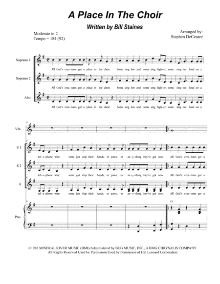 A Place In The Choir (arr. Stephen DeCesare)