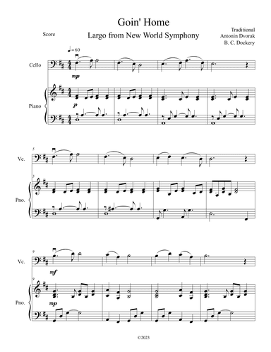 Goin' Home - Largo from New World Symphony (Cello Solo with Piano Accompaniment) (arr. B. C. Dockery)