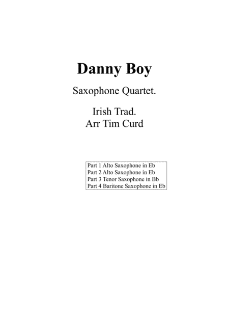 Danny Boy For Saxophone Quartet (arr. trad.)