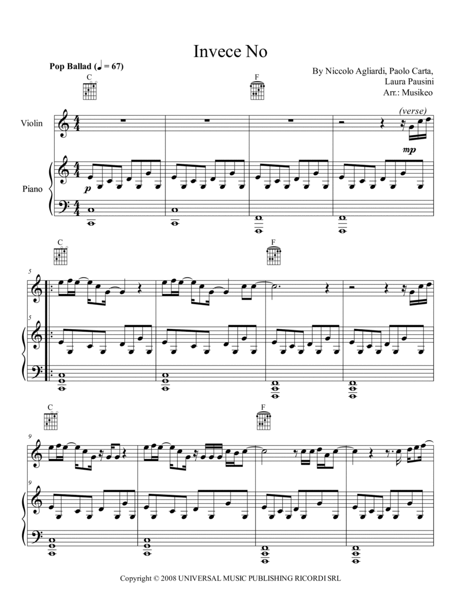Invece No (arr. Musikeo)