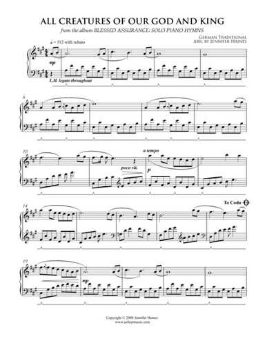 All Creatures Of Our God And King (arr. Jennifer Haines)
