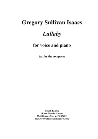 Gregory Sullivan Isaacs: Lullaby for voice and piano