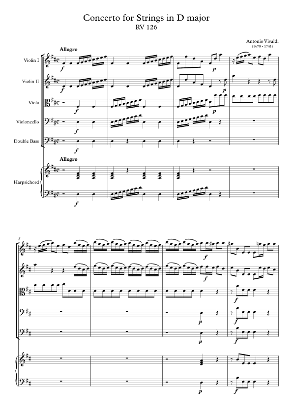 Concerto for Strings in D major RV 126