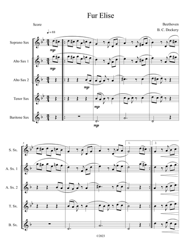 Fur Elise (Sax Quintet) (arr. B. C. Dockery)
