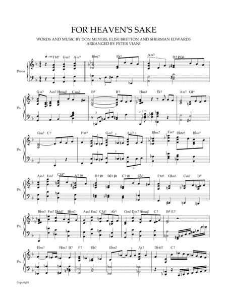 For Heaven's Sake (arr. Peter Viani)