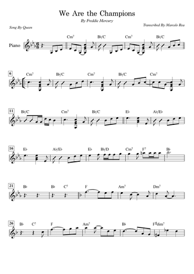 We Are The Champions (arr. Transcribed By Marcelo Rea)