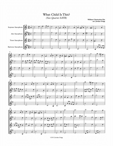 What Child Is This (Sax Quartet SATB) (arr. Jordan Grigg)