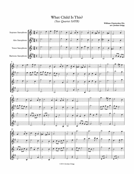 What Child Is This (Sax Quartet SATB) (arr. Jordan Grigg)