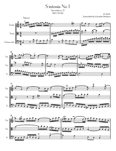 Invention a 3 voices Sinfonia No. 1 BWV 787 (arr. Everaldo Martinez)