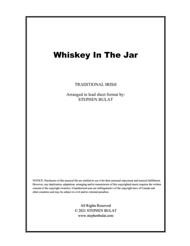 Whiskey In The Jar (The Dubliners, Thin Lizzy, Metallica) - Lead sheet (key of Gb) (arr. Stephen Bulat)
