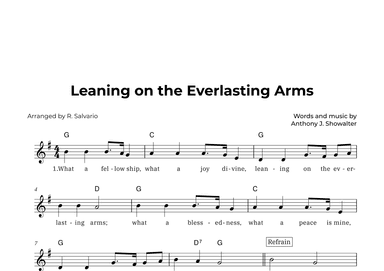 Leaning on the Everlasting Arms (Key of G Major) (arr. R. Salvario)