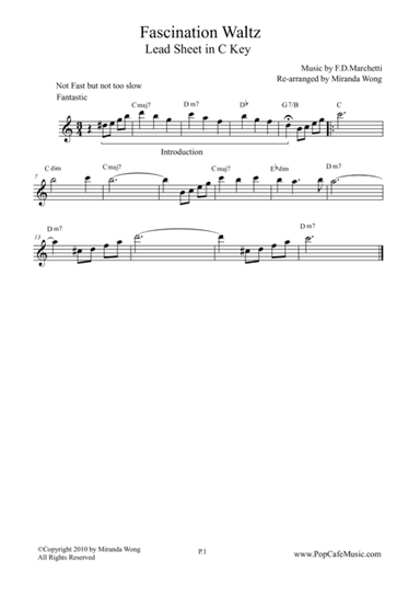 Fascination - Lead Sheet in C (arr. Miranda Wong)