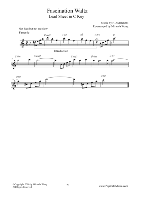 Fascination - Lead Sheet in C (arr. Miranda Wong)