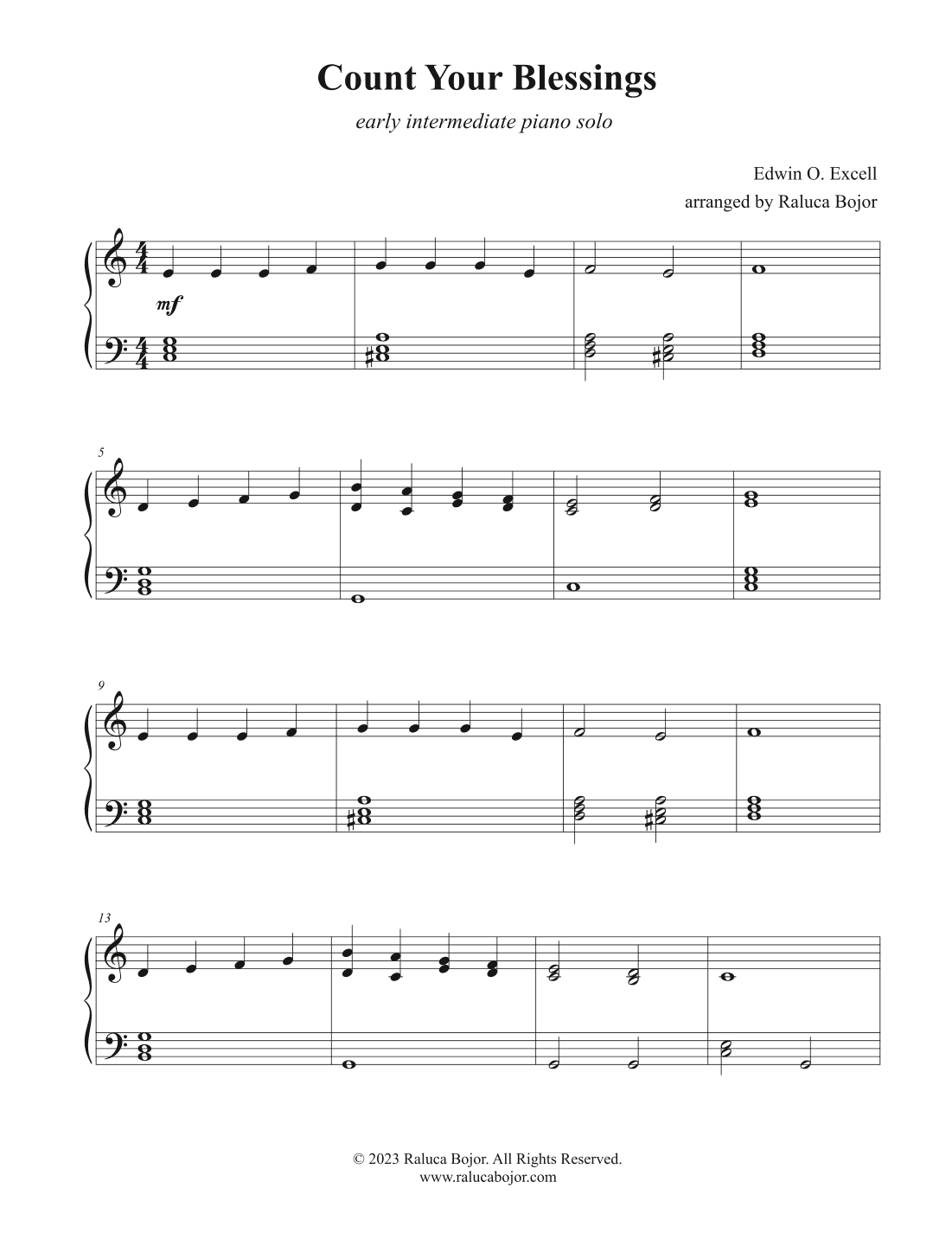 Count Your Blessings (early intermediate) (arr. Raluca Bojor)