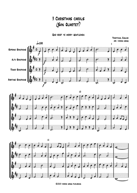 3 Christmas Carols (Sax Quartet) (arr. Jordan Grigg)