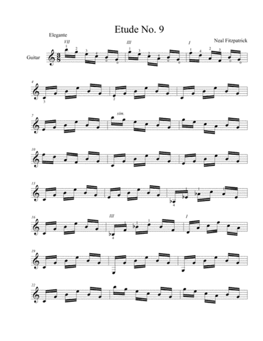 Etude No.9 For Guitar by Neal Fitzpatrick-Standard Notation