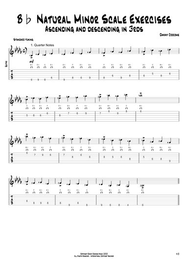 Bb Natural Minor Scale Exercises - Ascending and Descending in 3rds