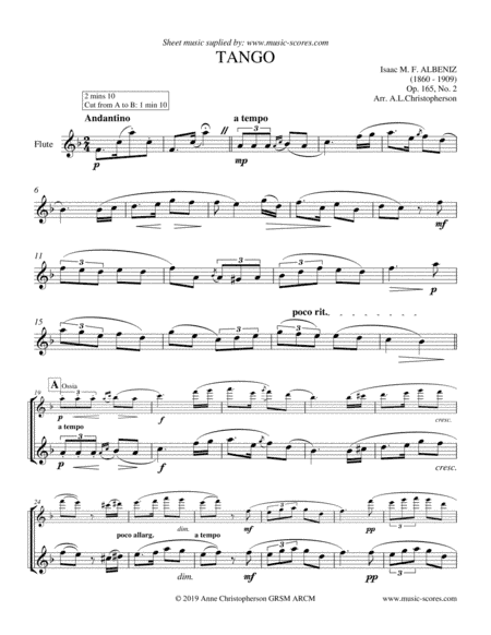 Tango - Solo Flute (high) (arr. Anne L Christopherson GRSM ARCM)