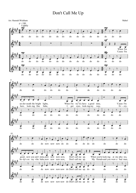 Don't Call Me Up (arr. Hannah Wickham)