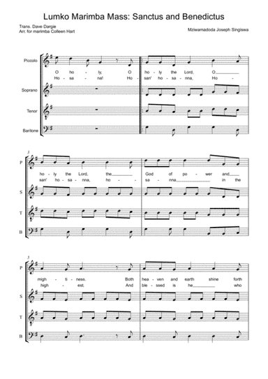 Lumko Marimba Mass Sancus and Benedictus arr. Colleen Hart (arr. Colleen Hart)