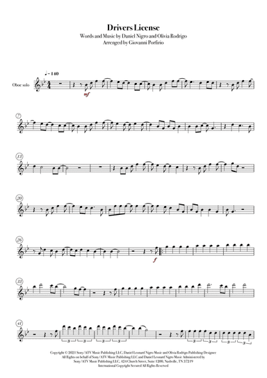 Drivers License (arr. Giovanni Porfirio)