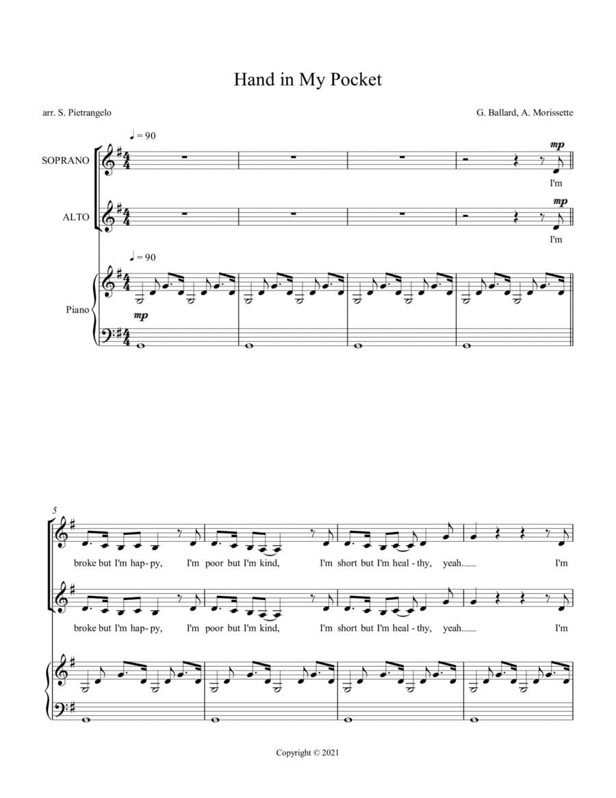 Hand In My Pocket (arr. Scott Pietrangelo)