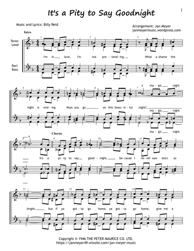 It's A Pity To Say Goodnight (arr. Jan Meyer)