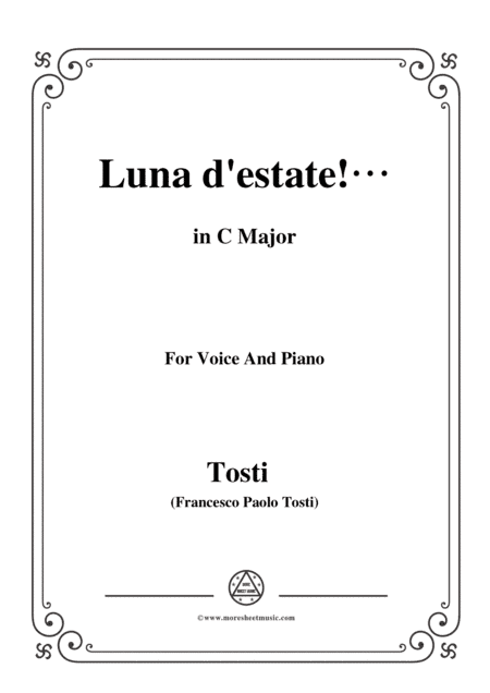 Tosti-Luna d'estate! In C Major,for Voice and Piano (arr. MSM)