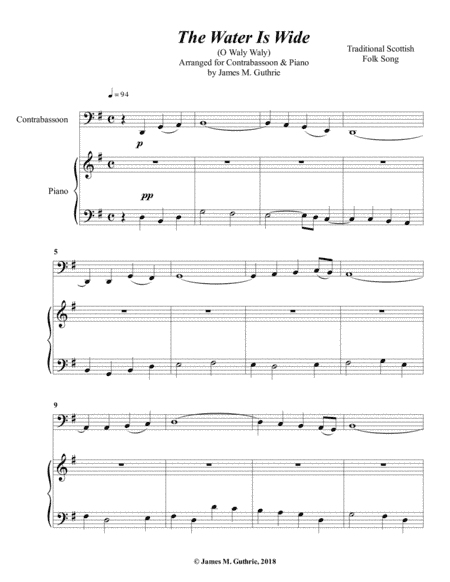 The Water is Wide for Contrabassoon & Piano (arr. James M. Guthrie)