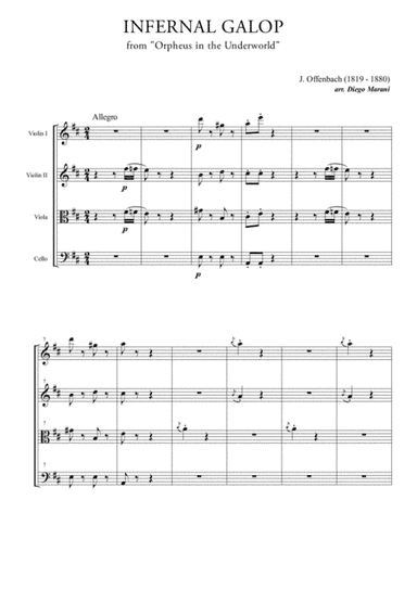 Infernal Galop (Can Can) for String Quartet (arr. Diego Marani)