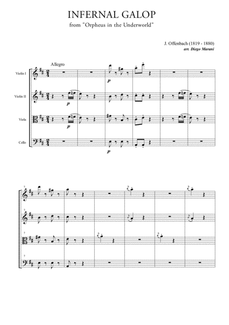 Infernal Galop (Can Can) for String Quartet (arr. Diego Marani)