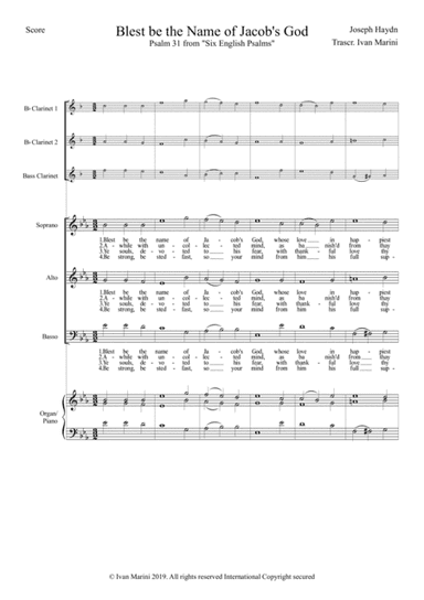 Blest be the name - Haydn - Choir with opt. Organ and Woodwinds (arr. Ivan Marini)
