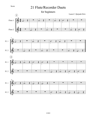 21 Flute/Recorder Duets for beginners