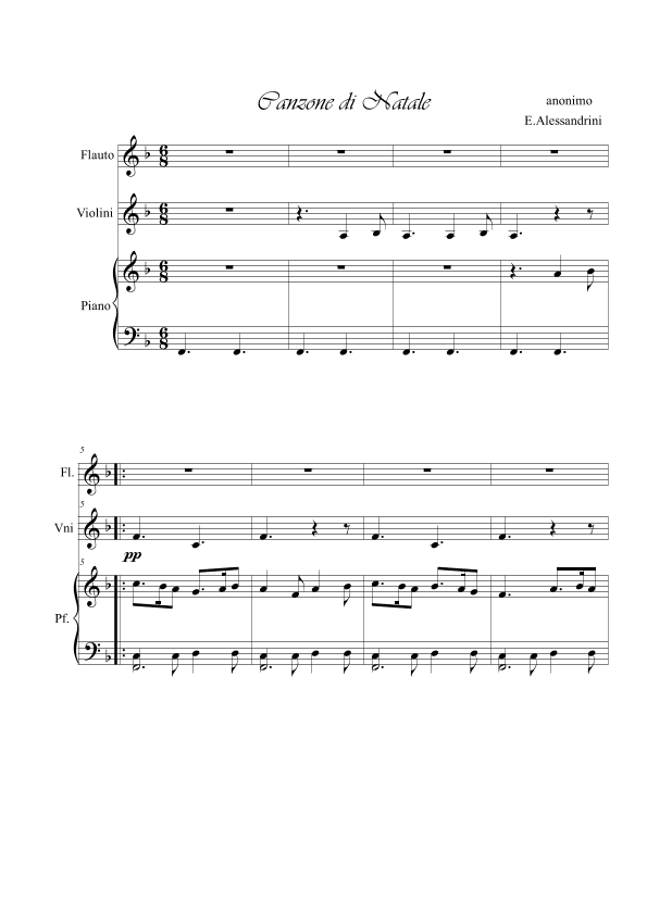 Canzone di Natale. Trio flute, violin and piano (arr. Ester Alessandrini)