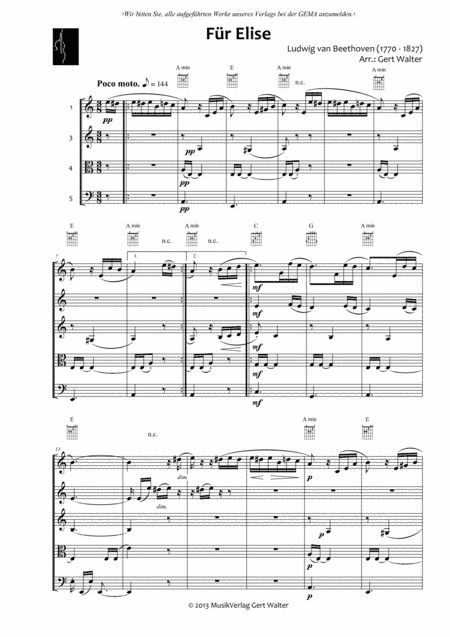 Fur Elise (arr. Gert Th. Walter)