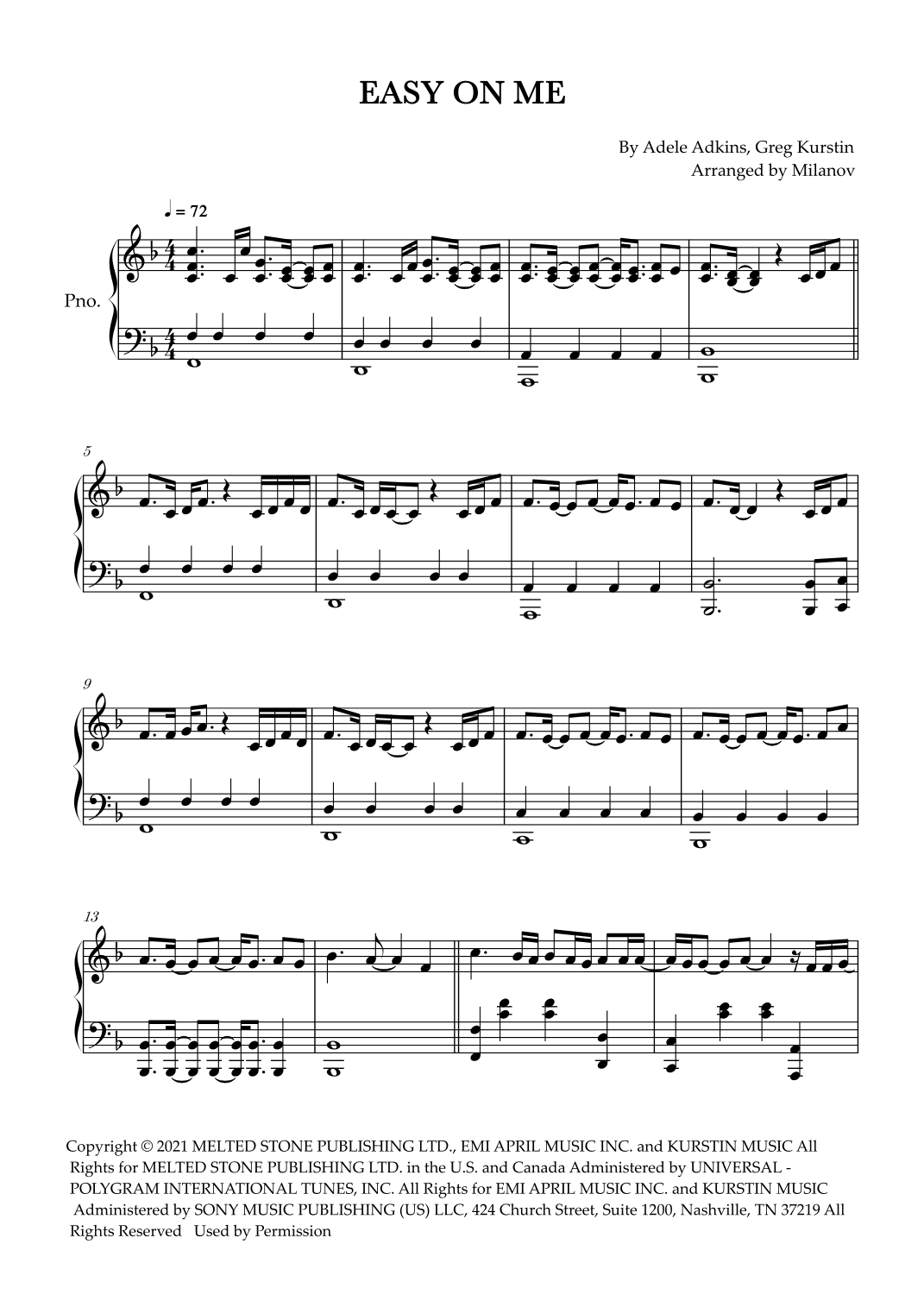 Easy On Me (arr. Milanov)