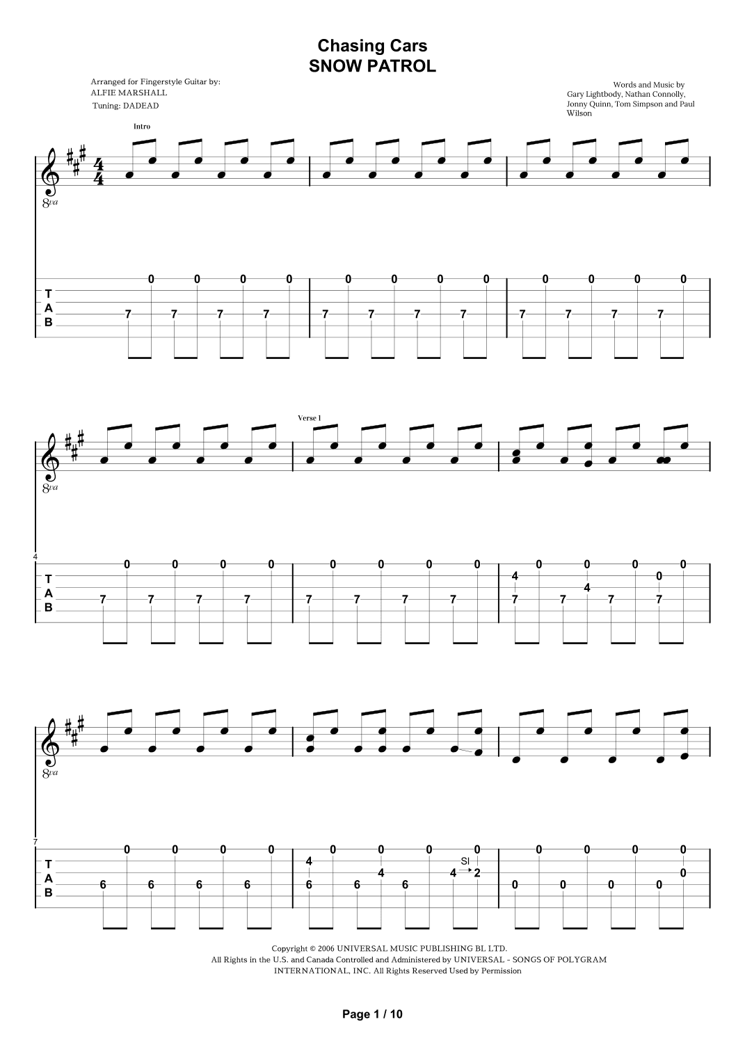 Chasing Cars (arr. Alfie Marshall)