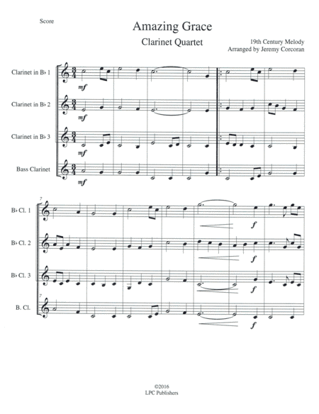 Amazing Grace for Clarinet Quartet (arr. Jeremy Corcoran)
